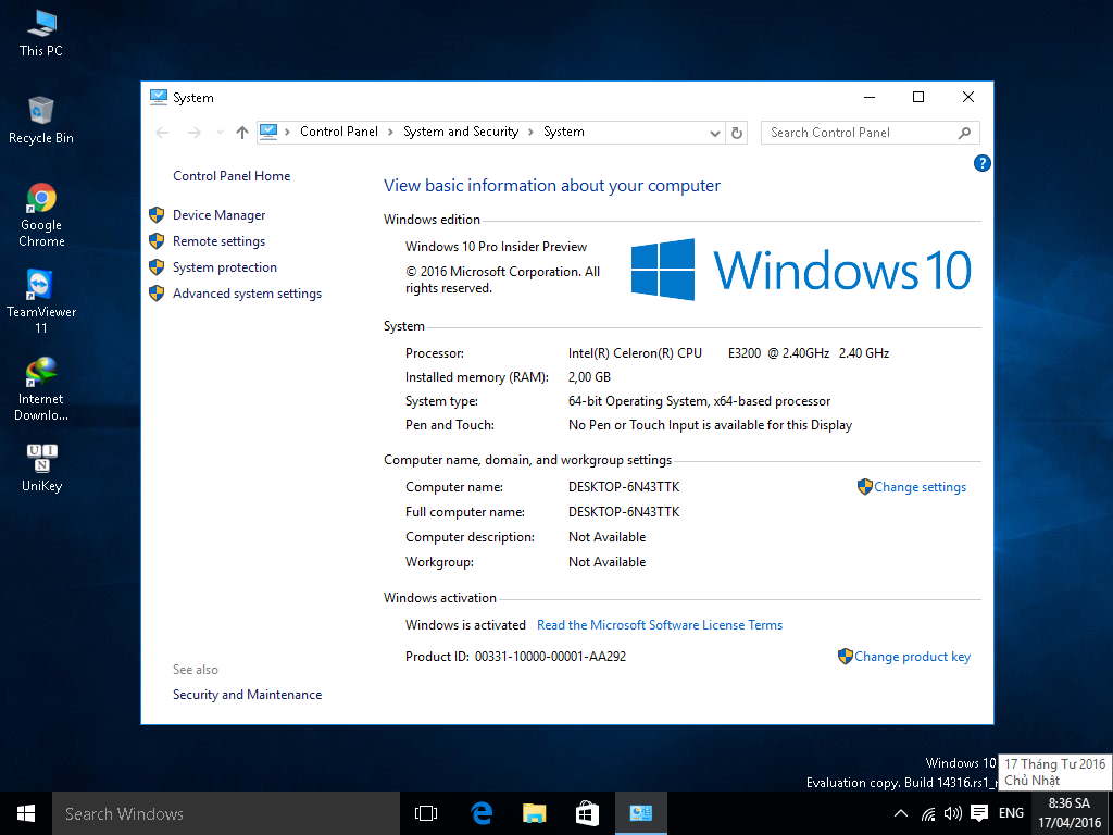 Ghost Windows 10 Pro Build 14316 x64 Some Soft - Update 17/4/2016