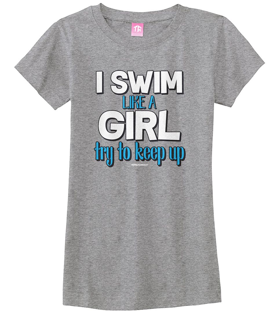 I Swim Like A Girl Try To Keep Up Girls Fitted T-Shirt Proud Team Swimmer - Picture 9 of 10