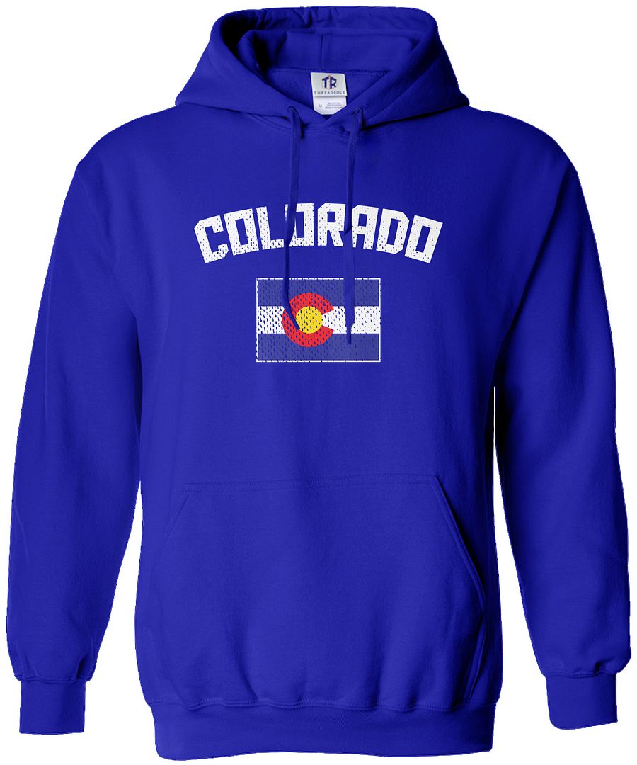 Sudadera con capucha Threadrock para hombre Colorado Bandera Coloradan estado Denver - Imagen 7 de 8