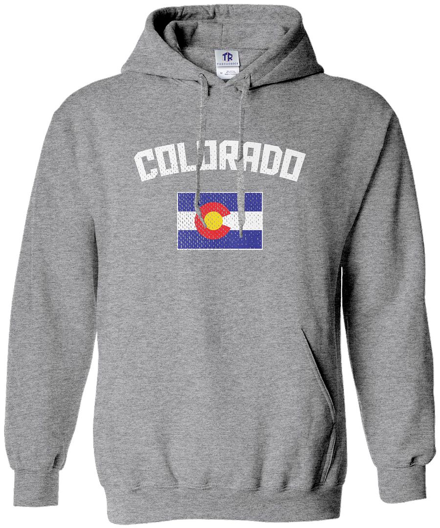 Sudadera con capucha Threadrock para hombre Colorado Bandera Coloradan estado Denver - Imagen 8 de 8