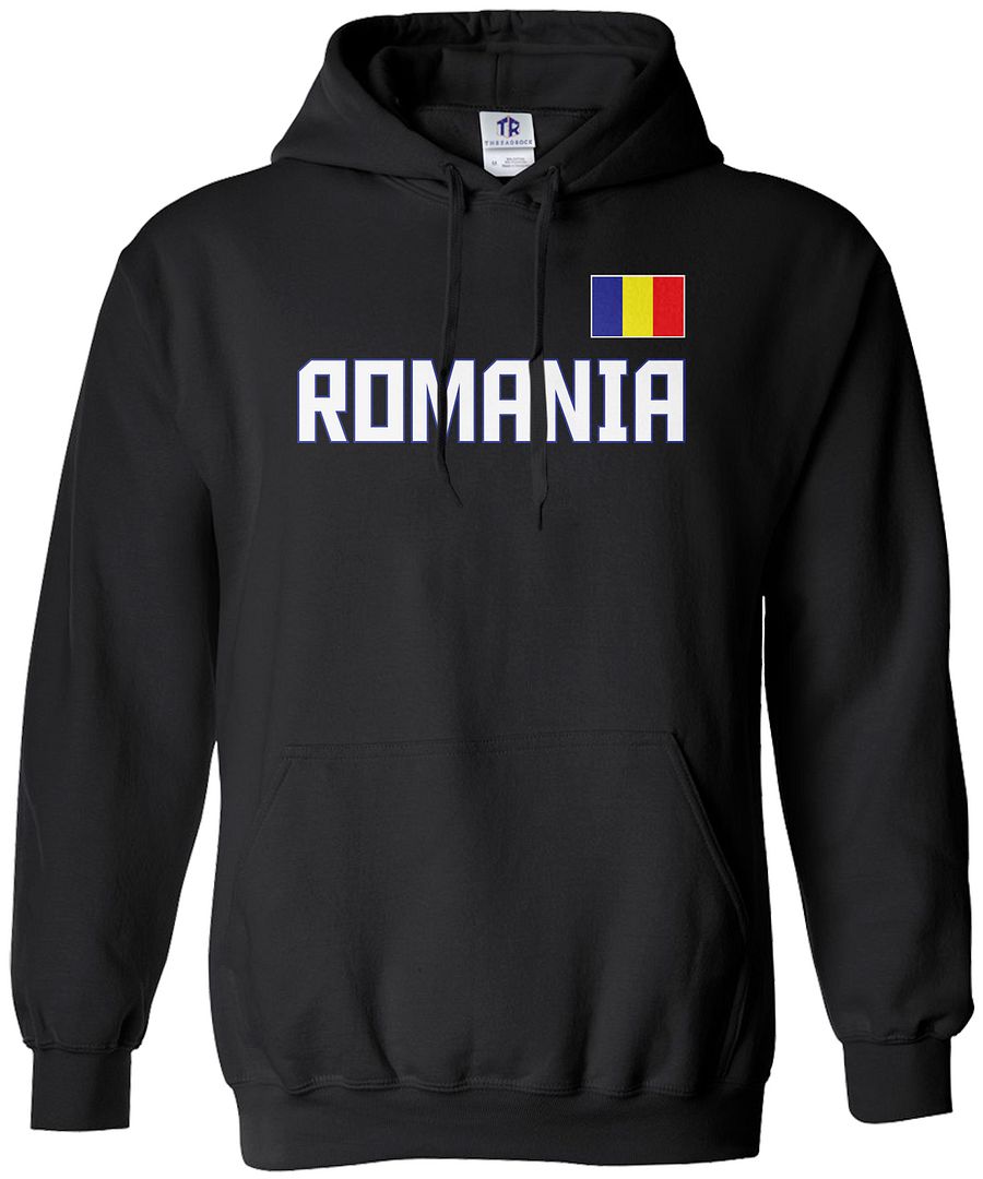 Threadrock Men's Romania National Team Hoodie Sweatshirt bucharest flag - Picture 2 of 8