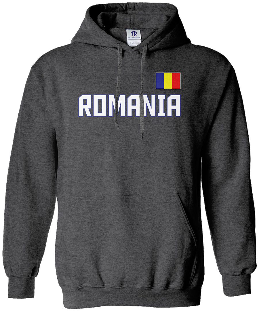 Threadrock Men's Romania National Team Hoodie Sweatshirt bucharest flag - Picture 3 of 8