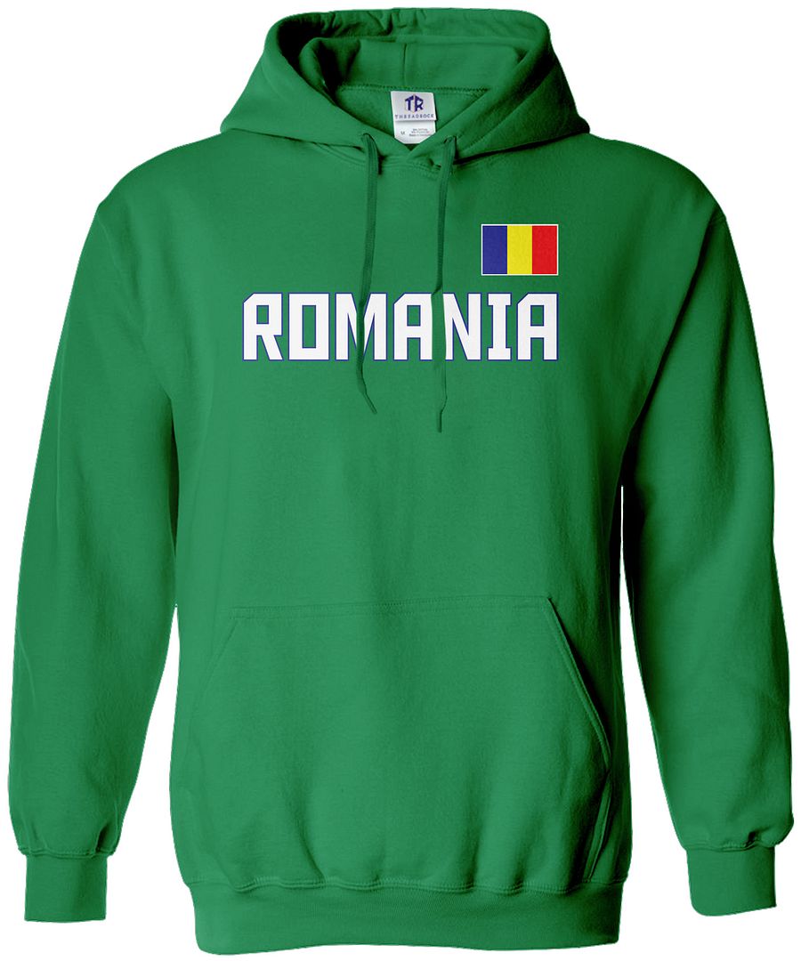 Threadrock Men's Romania National Team Hoodie Sweatshirt bucharest flag - Picture 4 of 8