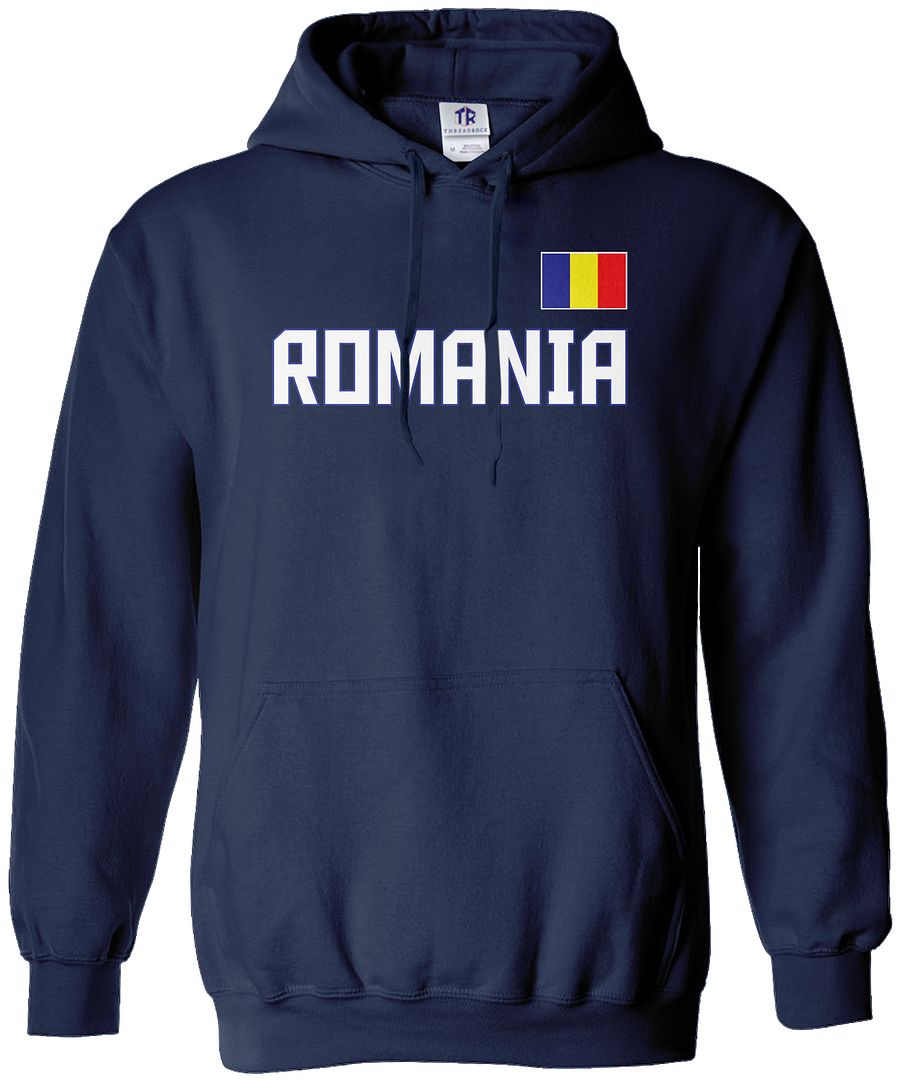 Threadrock Men's Romania National Team Hoodie Sweatshirt bucharest flag - Picture 5 of 8