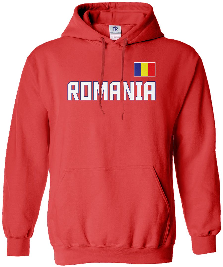 Threadrock Men's Romania National Team Hoodie Sweatshirt bucharest flag - Picture 6 of 8