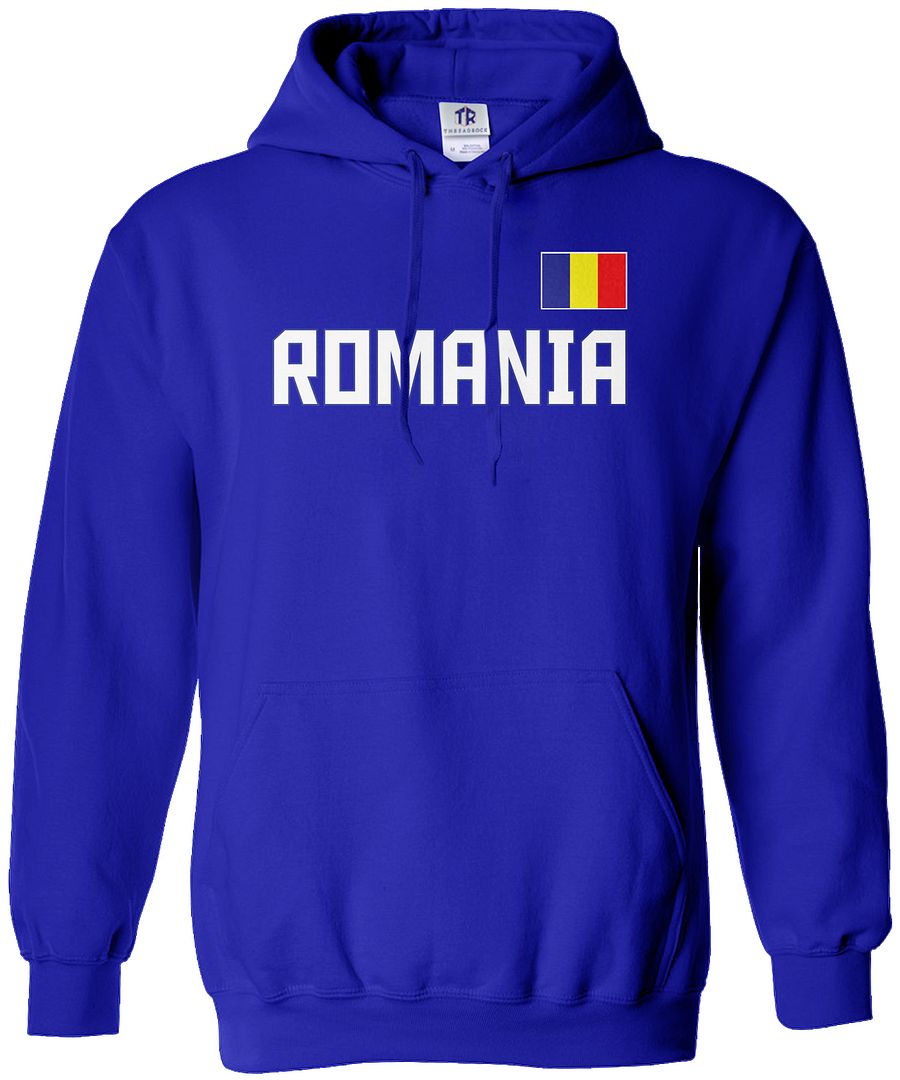 Threadrock Men's Romania National Team Hoodie Sweatshirt bucharest flag - Picture 7 of 8