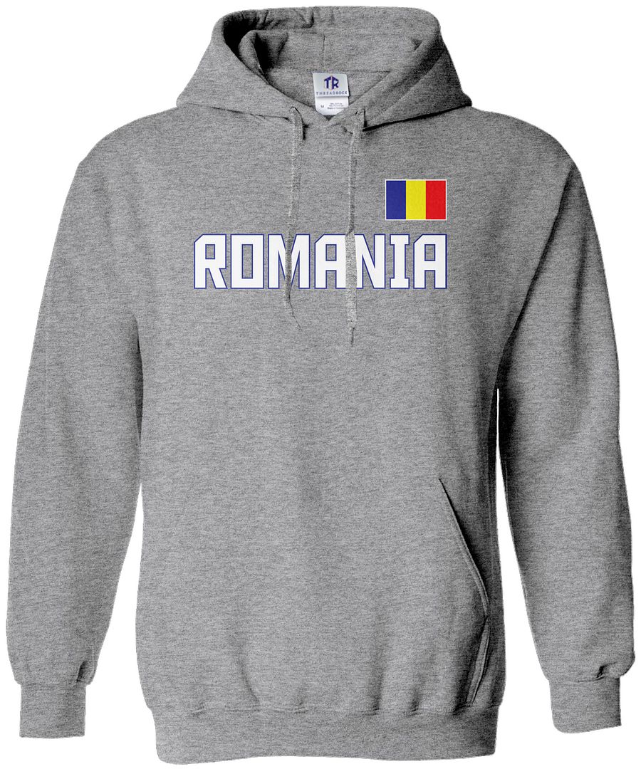 Threadrock Men's Romania National Team Hoodie Sweatshirt bucharest flag - Picture 8 of 8