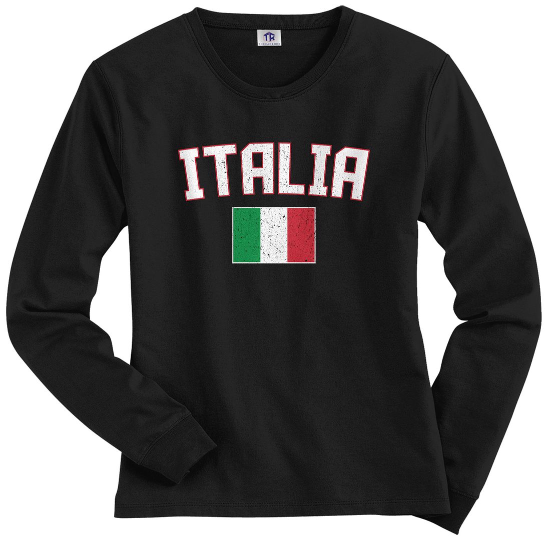 Threadrock Women's Italia Flag Long Sleeve T-shirt italy rome italian soccer