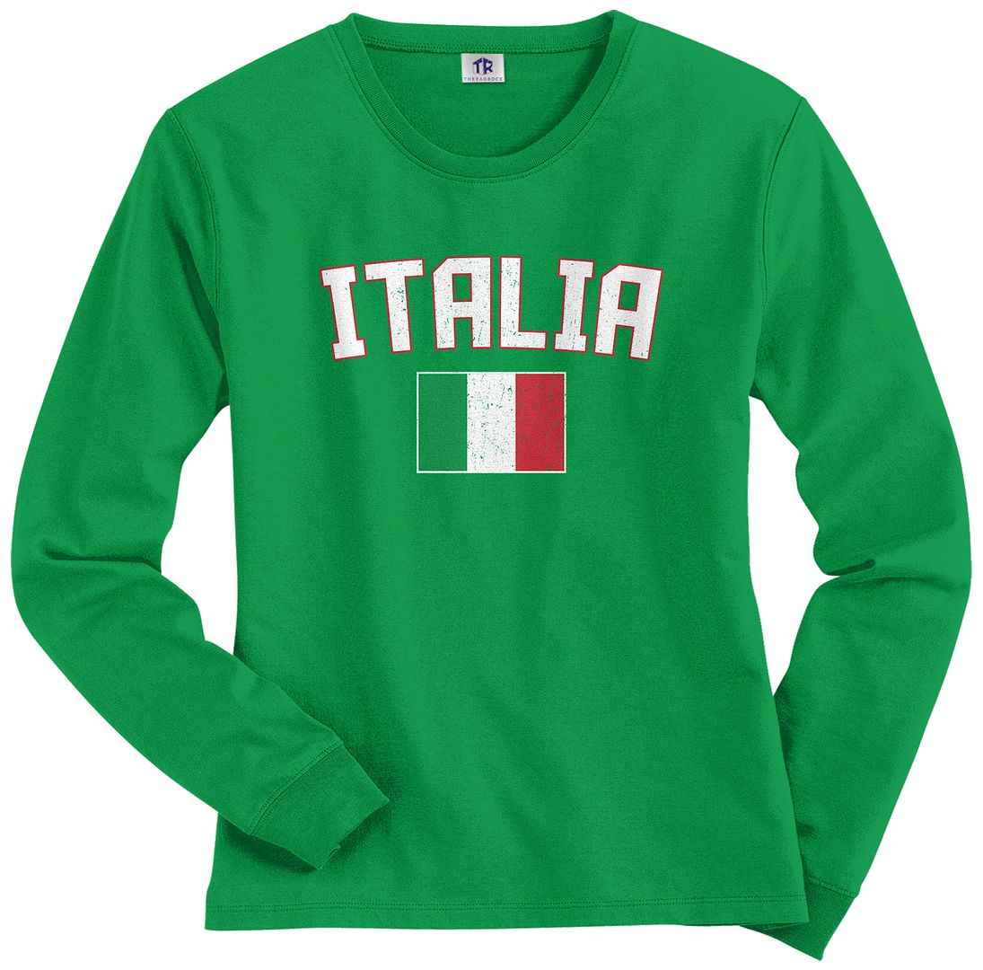 Threadrock Women's Italia Flag Long Sleeve T-shirt italy rome italian soccer