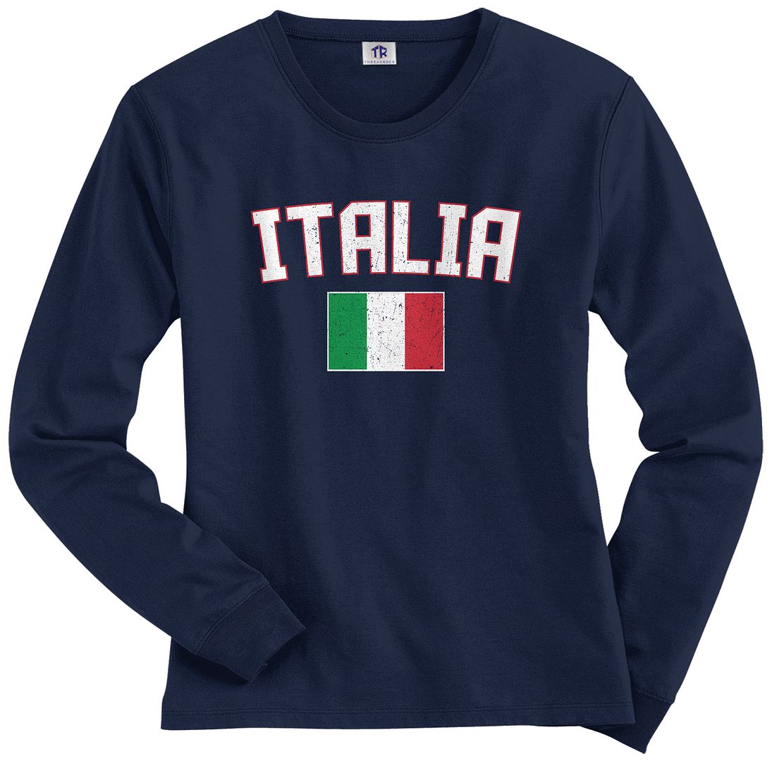 Threadrock Women's Italia Flag Long Sleeve T-shirt italy rome italian soccer