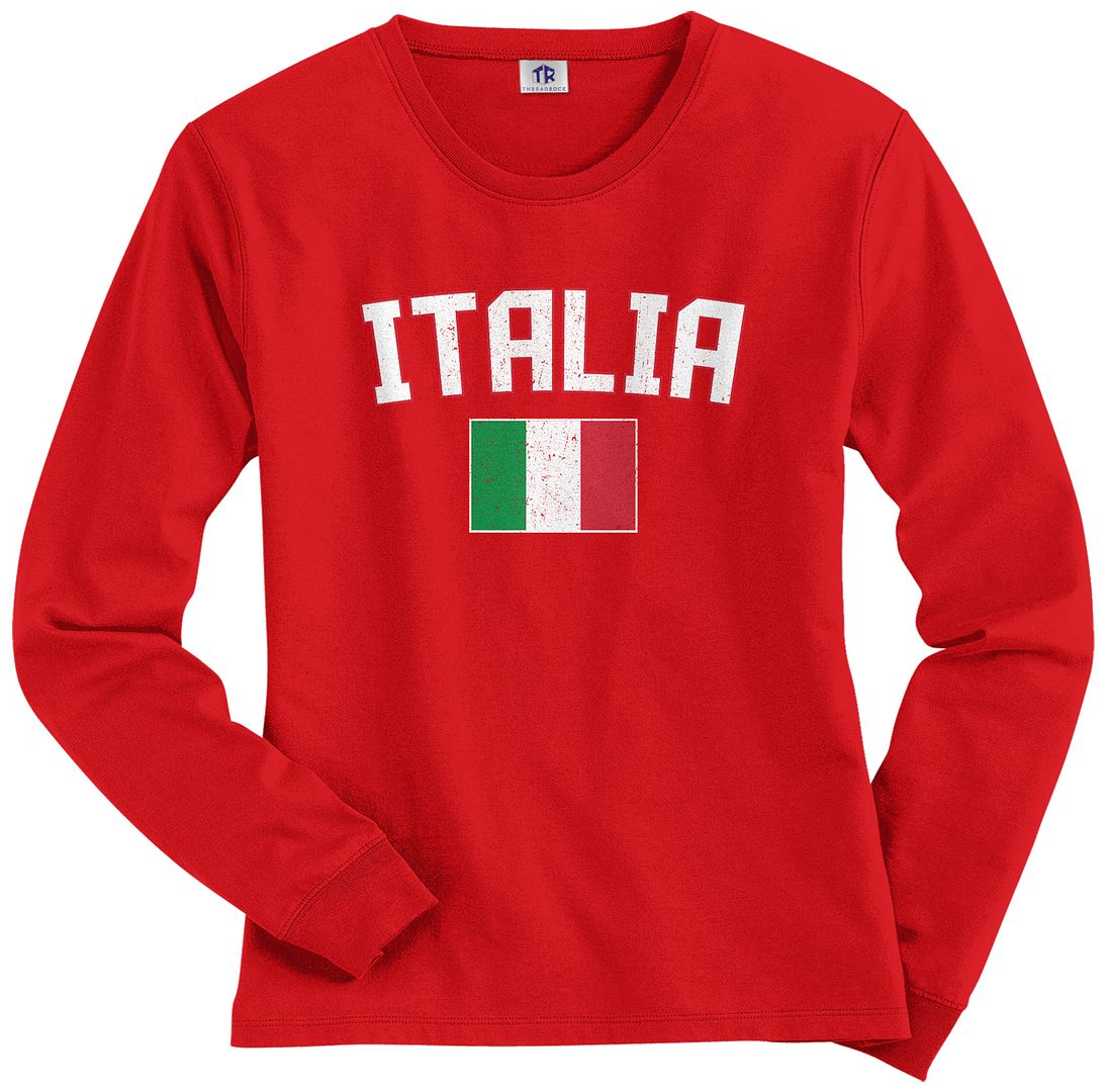 Threadrock Women's Italia Flag Long Sleeve T-shirt italy rome italian soccer