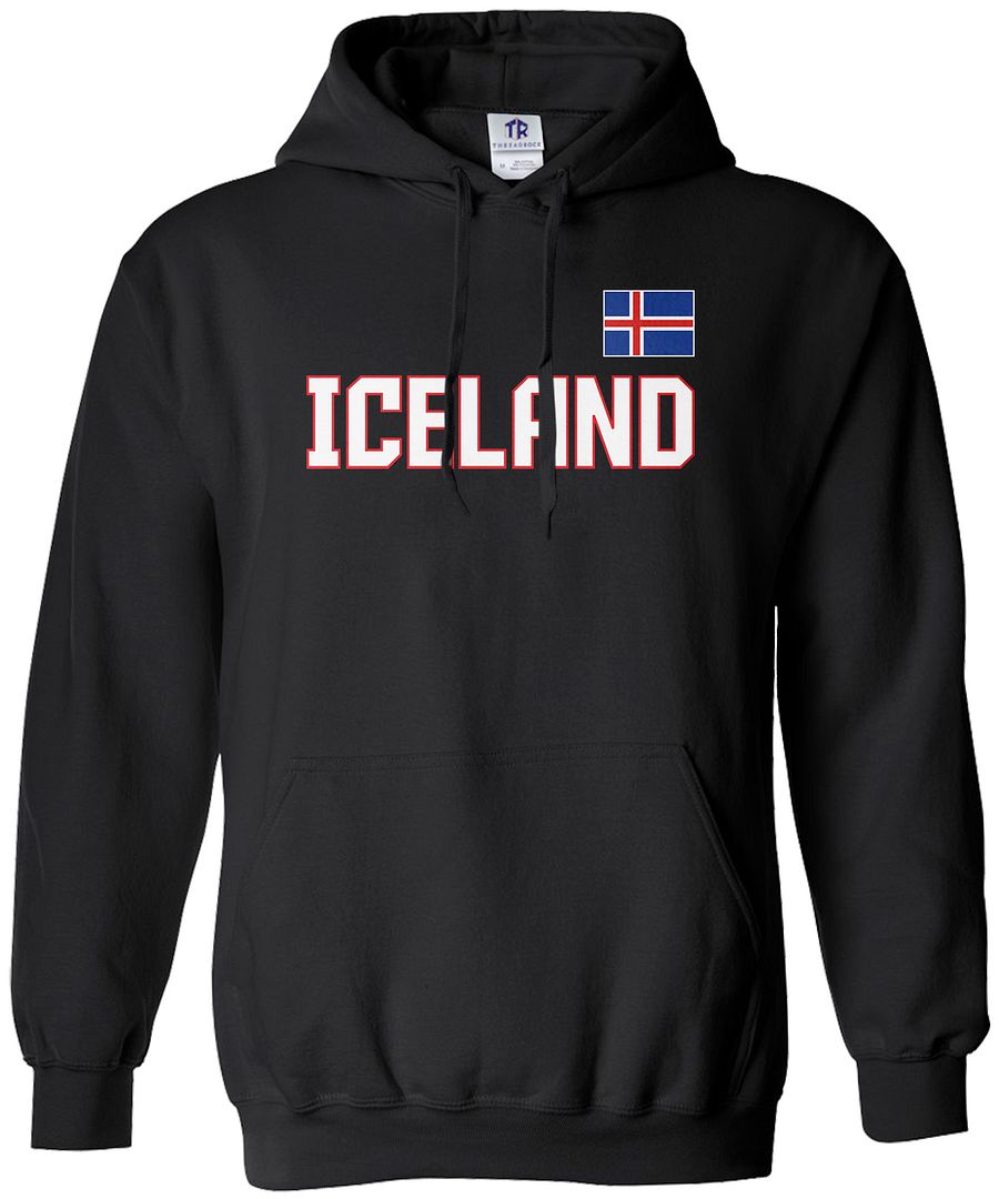 Threadrock Men's Iceland National Team Hoodie Sweatshirt Nordic Flag - Picture 2 of 8