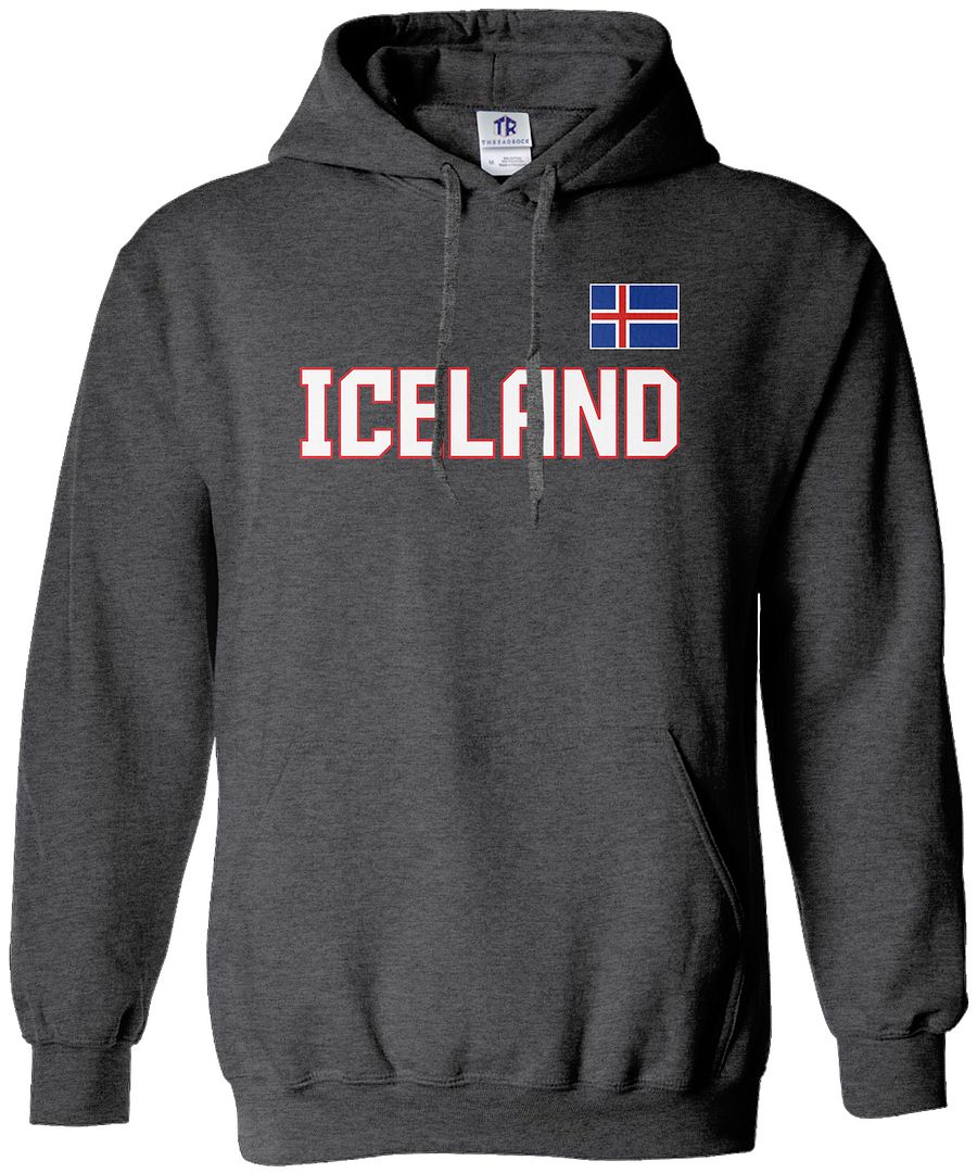 Threadrock Men's Iceland National Team Hoodie Sweatshirt Nordic Flag - Picture 3 of 8