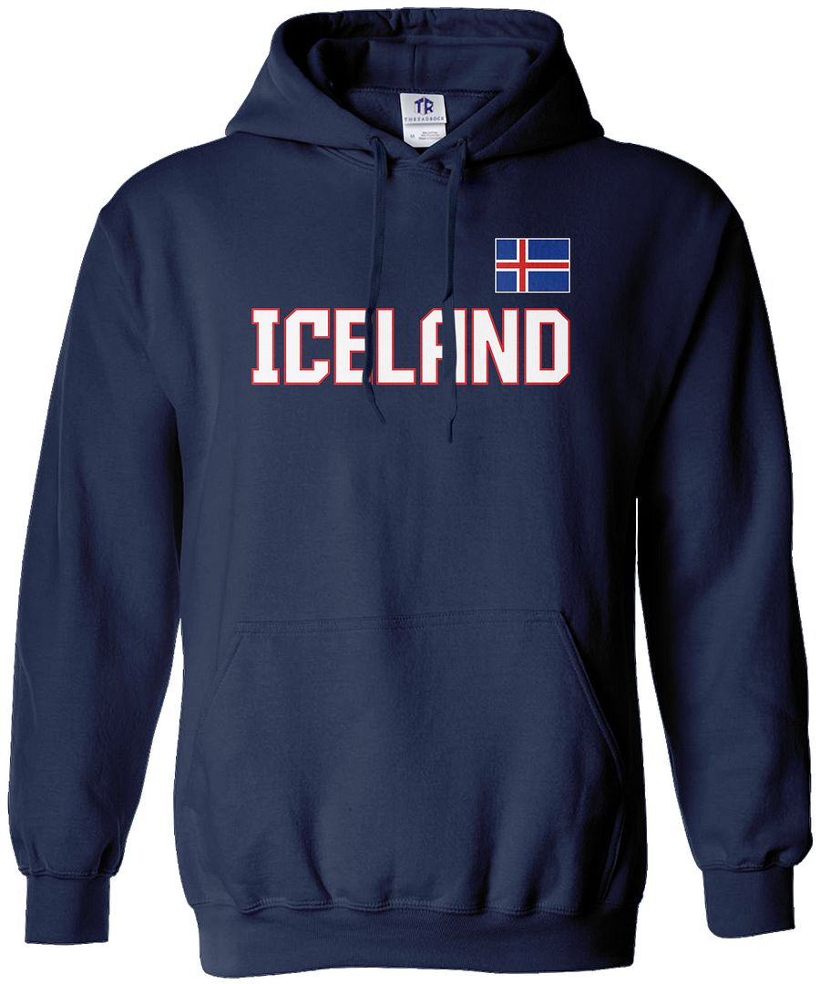 Threadrock Men's Iceland National Team Hoodie Sweatshirt Nordic Flag - Picture 5 of 8