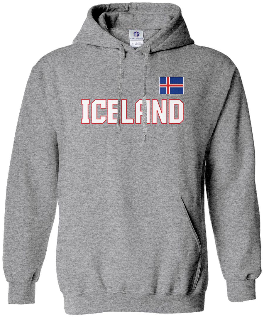 Threadrock Men's Iceland National Team Hoodie Sweatshirt Nordic Flag - Picture 8 of 8
