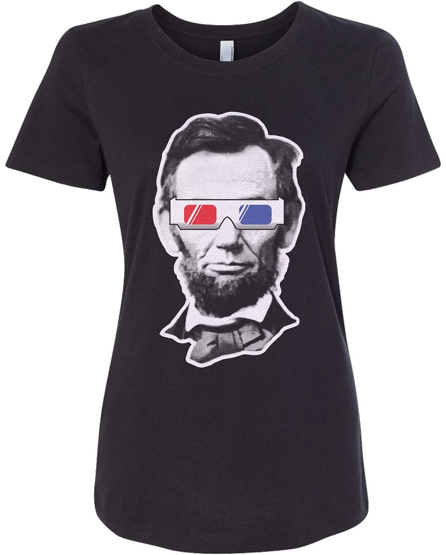 Threadrock Women's Abraham Lincoln 3D Glasses T-shirt President