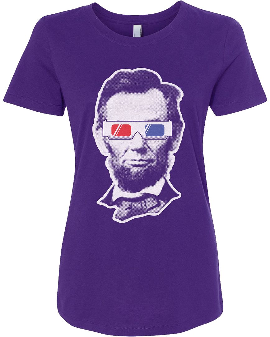 Threadrock Women's Abraham Lincoln 3D Glasses T-shirt President