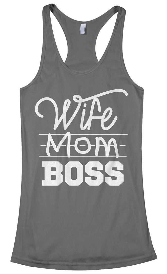 Threadrock Women's Wife Mom Boss Racerback Tank Top Funny Mother Gift