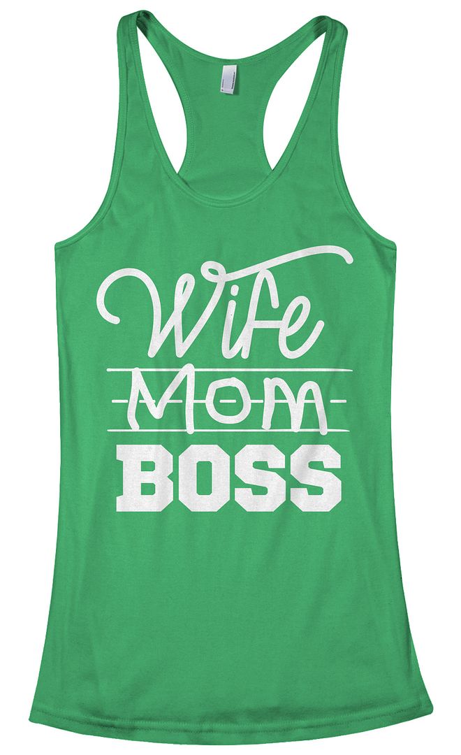 Threadrock Women's Wife Mom Boss Racerback Tank Top Funny Mother Gift