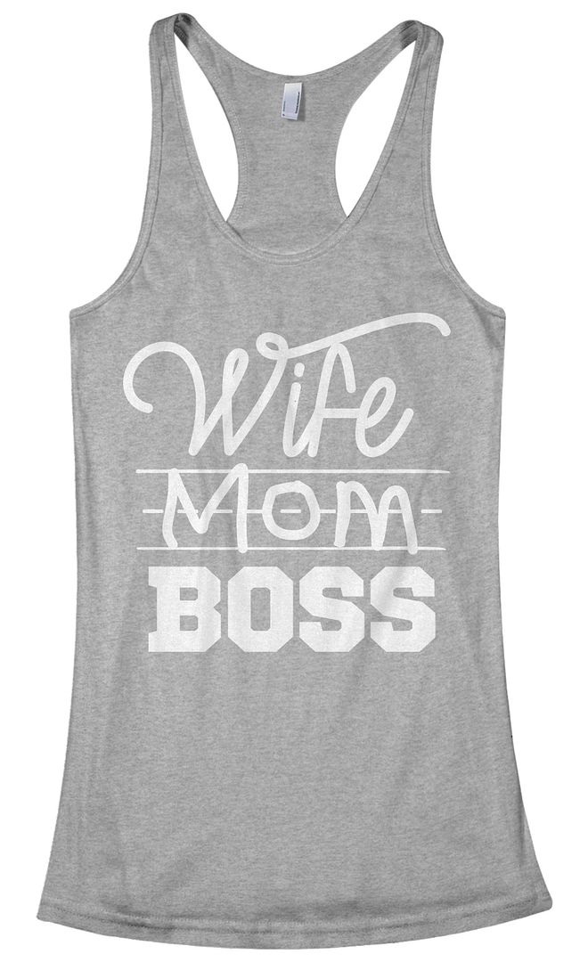 Threadrock Women's Wife Mom Boss Racerback Tank Top Funny Mother Gift