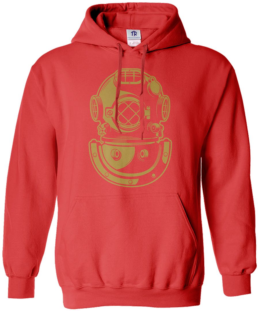 Threadrock Men's Deep Sea Diver Helmet Hoodie Sweatshirt Navy Gift - Picture 4 of 5