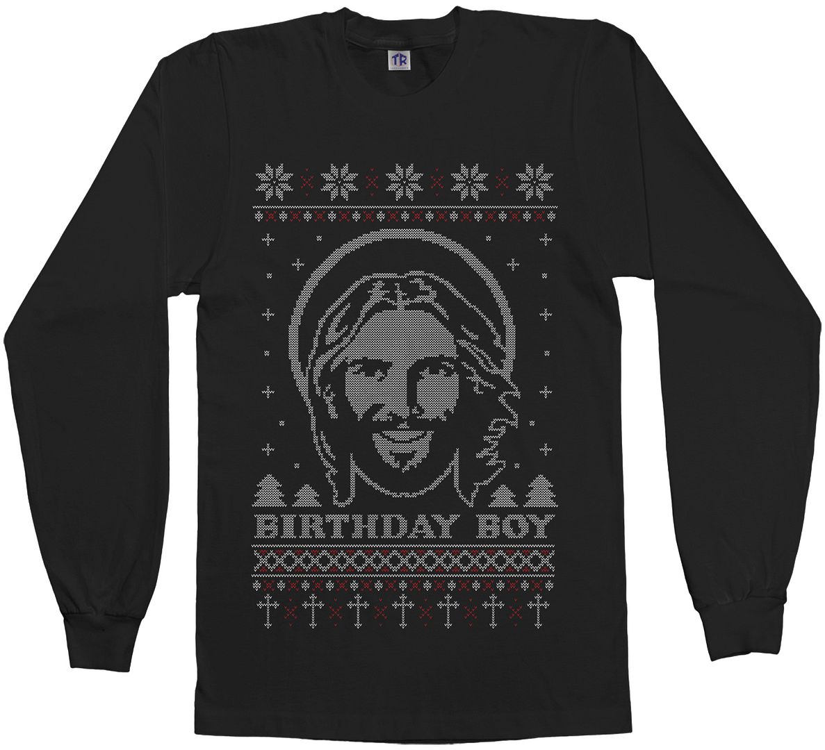 Threadrock Men's Birthday Boy Jesus Ugly Christmas Sweater Long Sleeve T-Shirt - Picture 2 of 5