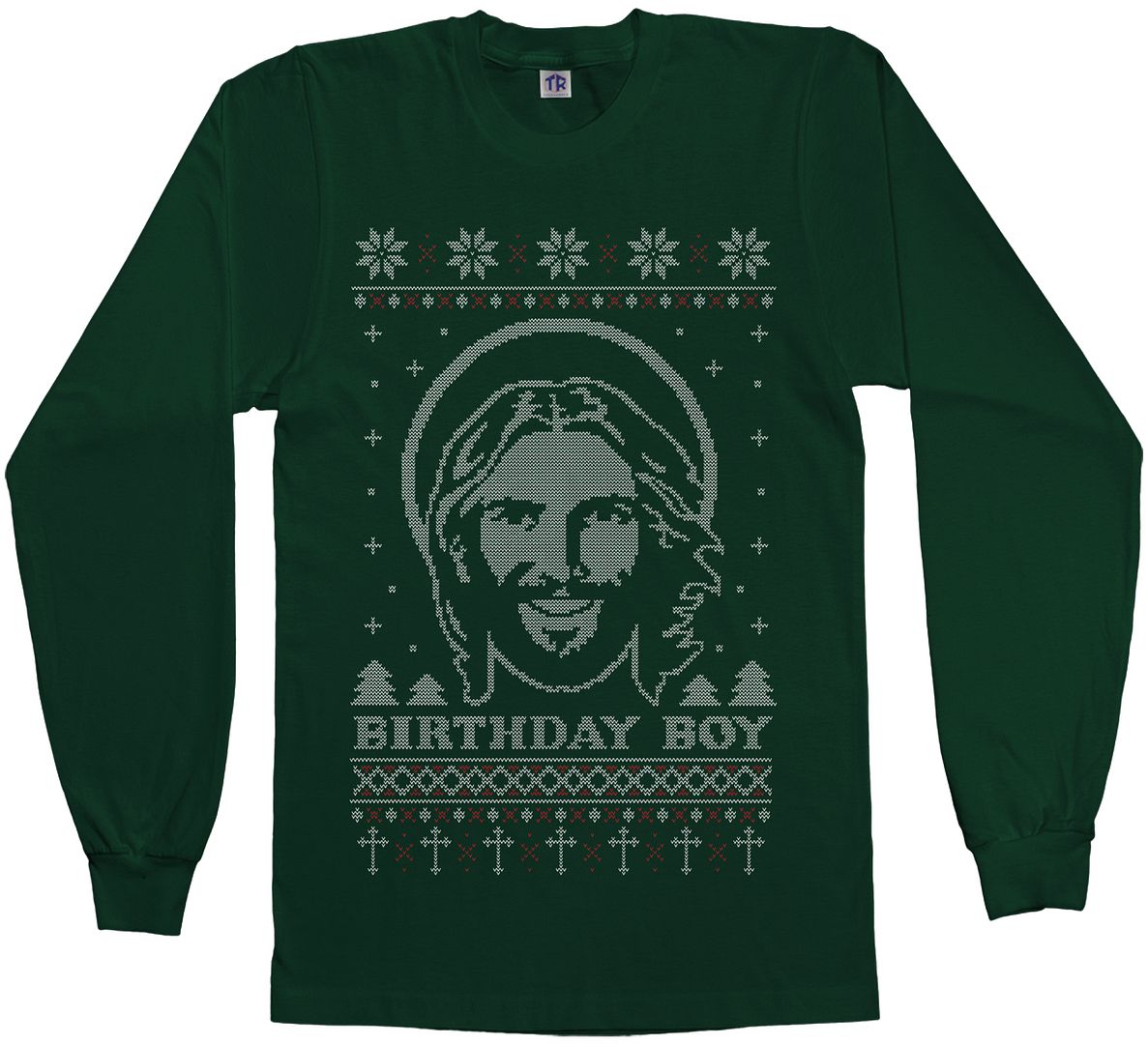 Threadrock Men's Birthday Boy Jesus Ugly Christmas Sweater Long Sleeve T-Shirt - Picture 4 of 5