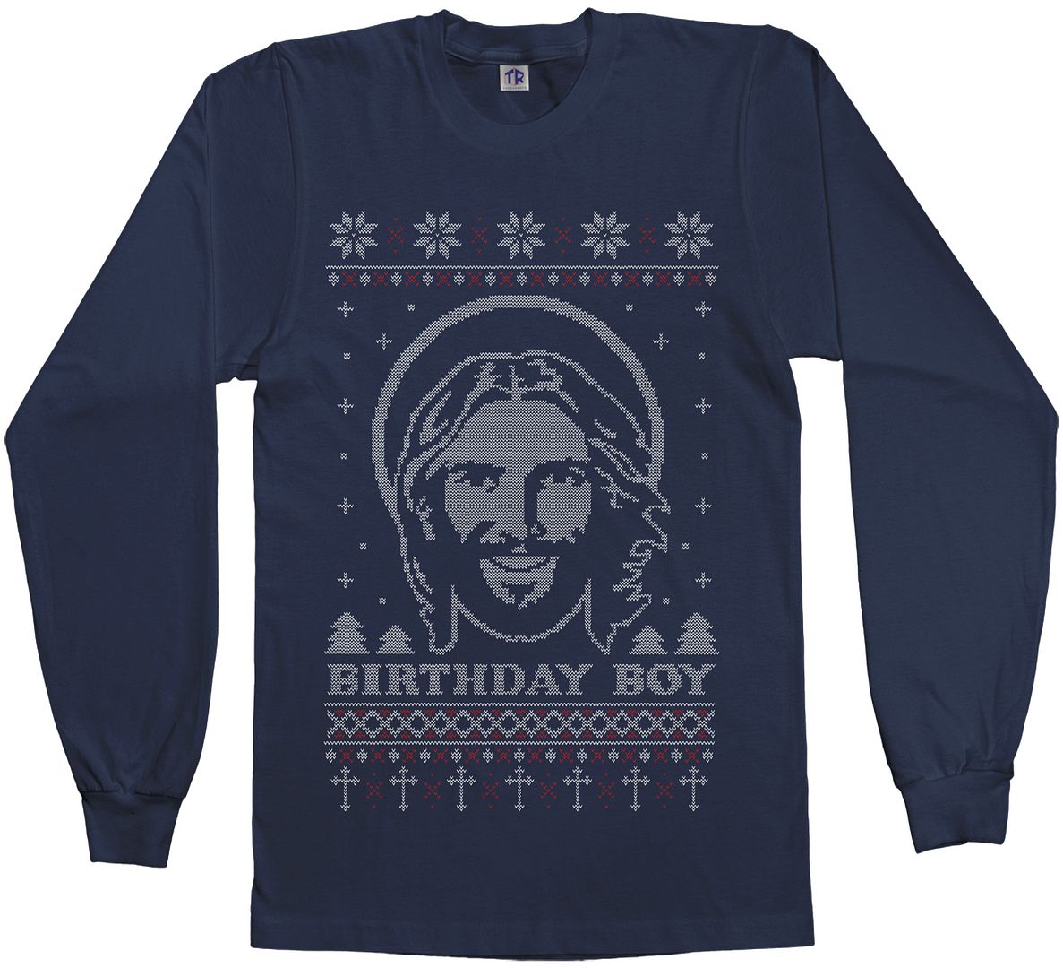 Threadrock Men's Birthday Boy Jesus Ugly Christmas Sweater Long Sleeve T-Shirt - Picture 5 of 5