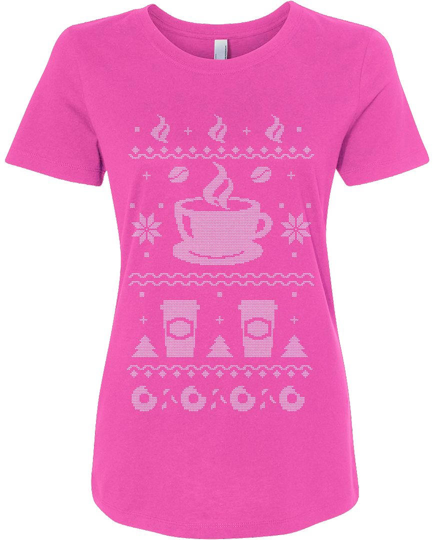 Threadrock Women's Coffee Ugly Christmas Sweater T-Shirt Gift - Picture 4 of 7
