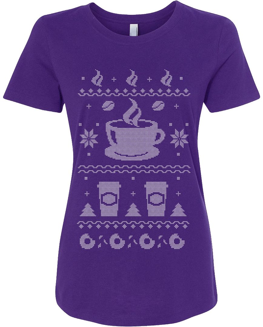 Threadrock Women's Coffee Ugly Christmas Sweater T-Shirt Gift - Picture 6 of 7