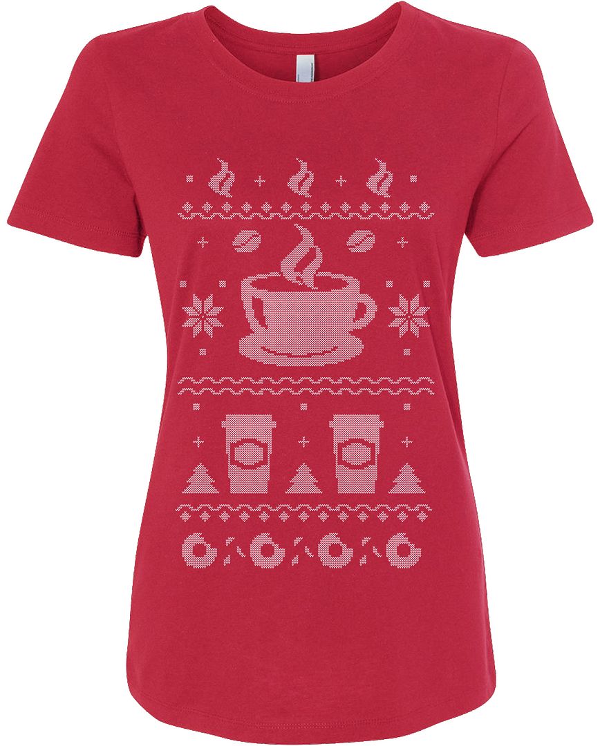 Threadrock Women's Coffee Ugly Christmas Sweater T-Shirt Gift - Picture 7 of 7