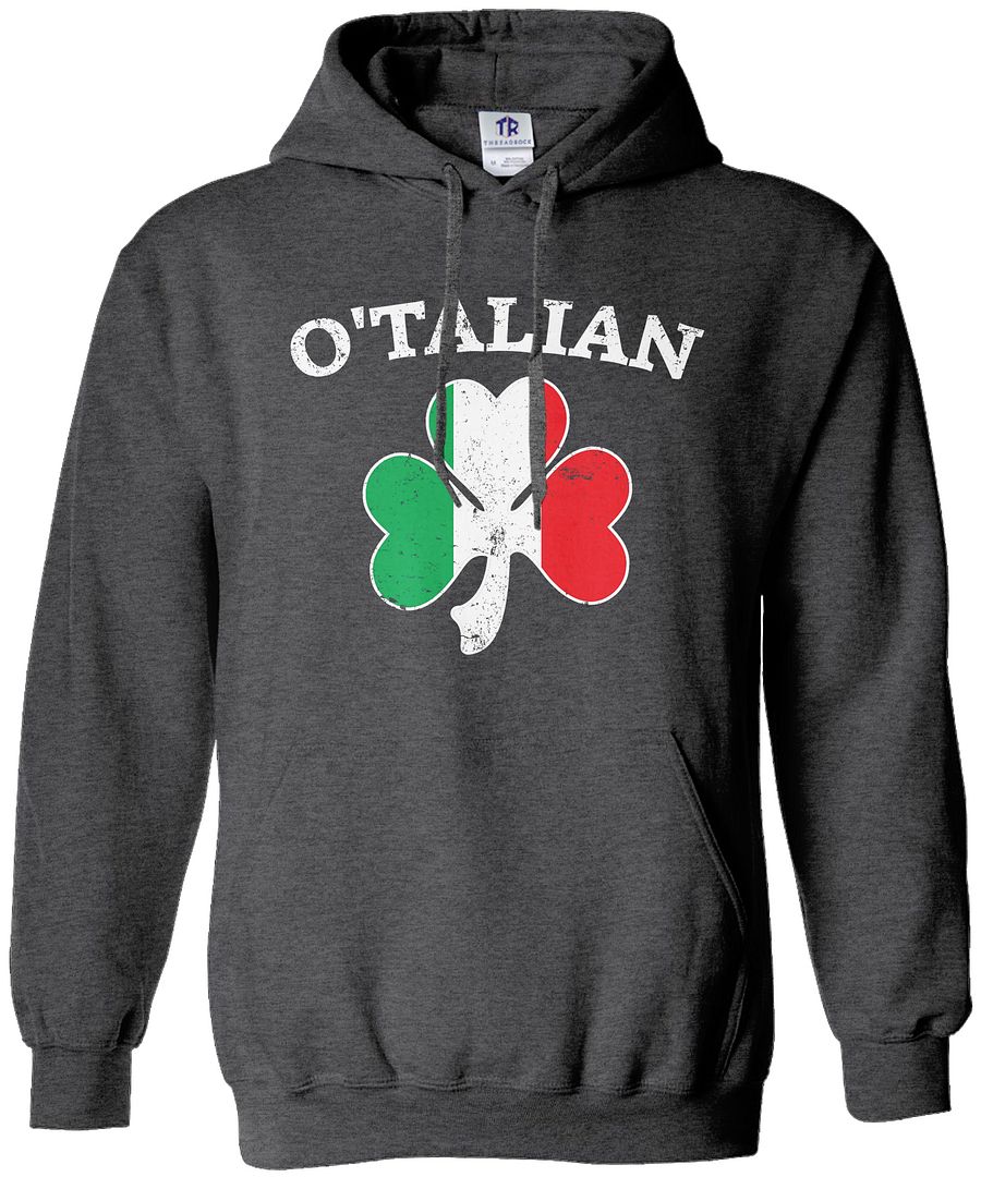 O'Talian Italian Irish Shamrock Unisex Hoodie Sweatshirt Italy Flag - Picture 3 of 10