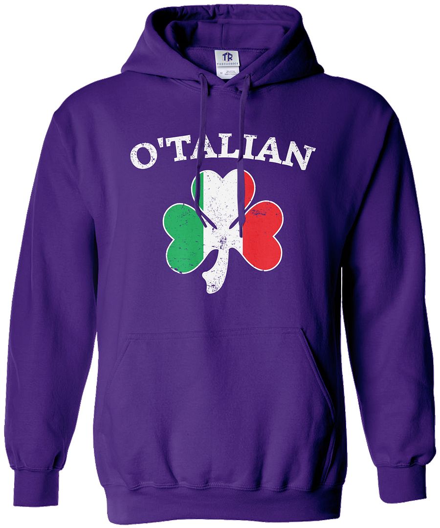 O'Talian Italian Irish Shamrock Unisex Hoodie Sweatshirt Italy Flag - Picture 7 of 10