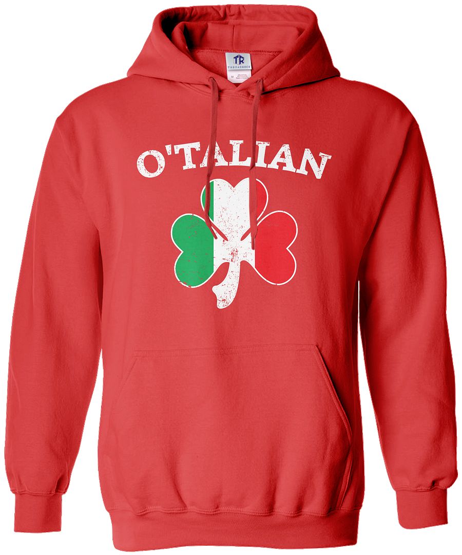 O'Talian Italian Irish Shamrock Unisex Hoodie Sweatshirt Italy Flag - Picture 8 of 10