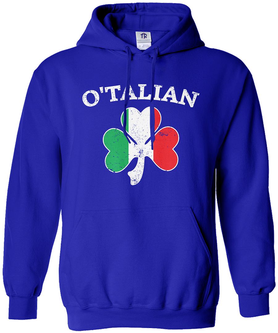 O'Talian Italian Irish Shamrock Unisex Hoodie Sweatshirt Italy Flag - Picture 9 of 10