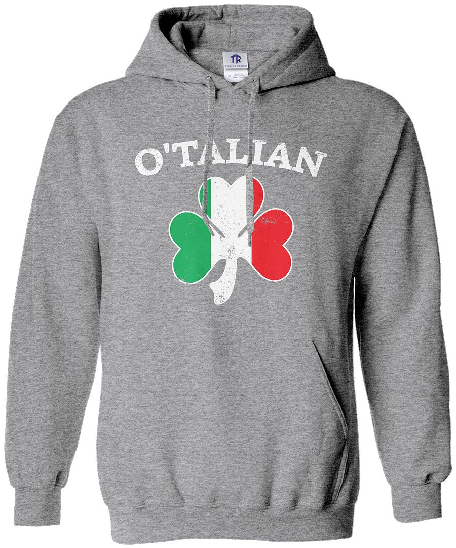 O'Talian Italian Irish Shamrock Unisex Hoodie Sweatshirt Italy Flag - Picture 10 of 10