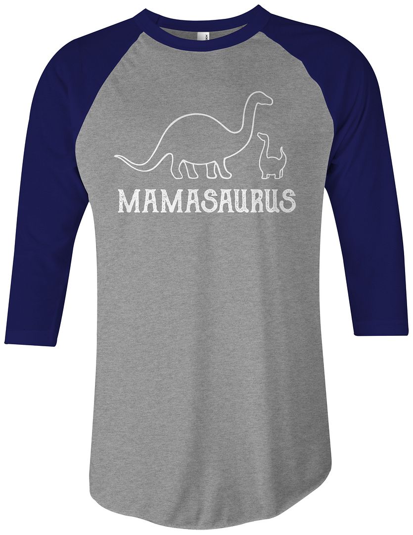 Mamasaurus Unisex Raglan T-Shirt Mom Mommy Dinosaur Rex Mothers Day - Picture 3 of 3
