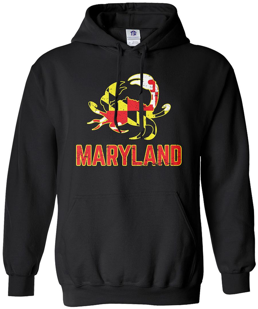 Maryland State Flag Crab Emblem Unisex Hoodie Sweatshirt Symbol Blue - Picture 2 of 10
