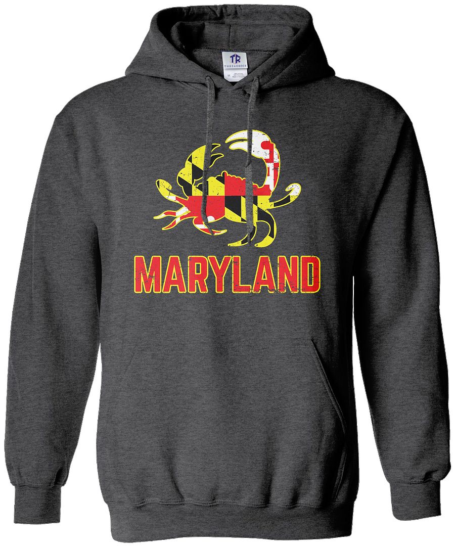 Maryland State Flag Crab Emblem Unisex Hoodie Sweatshirt Symbol Blue - Picture 3 of 10
