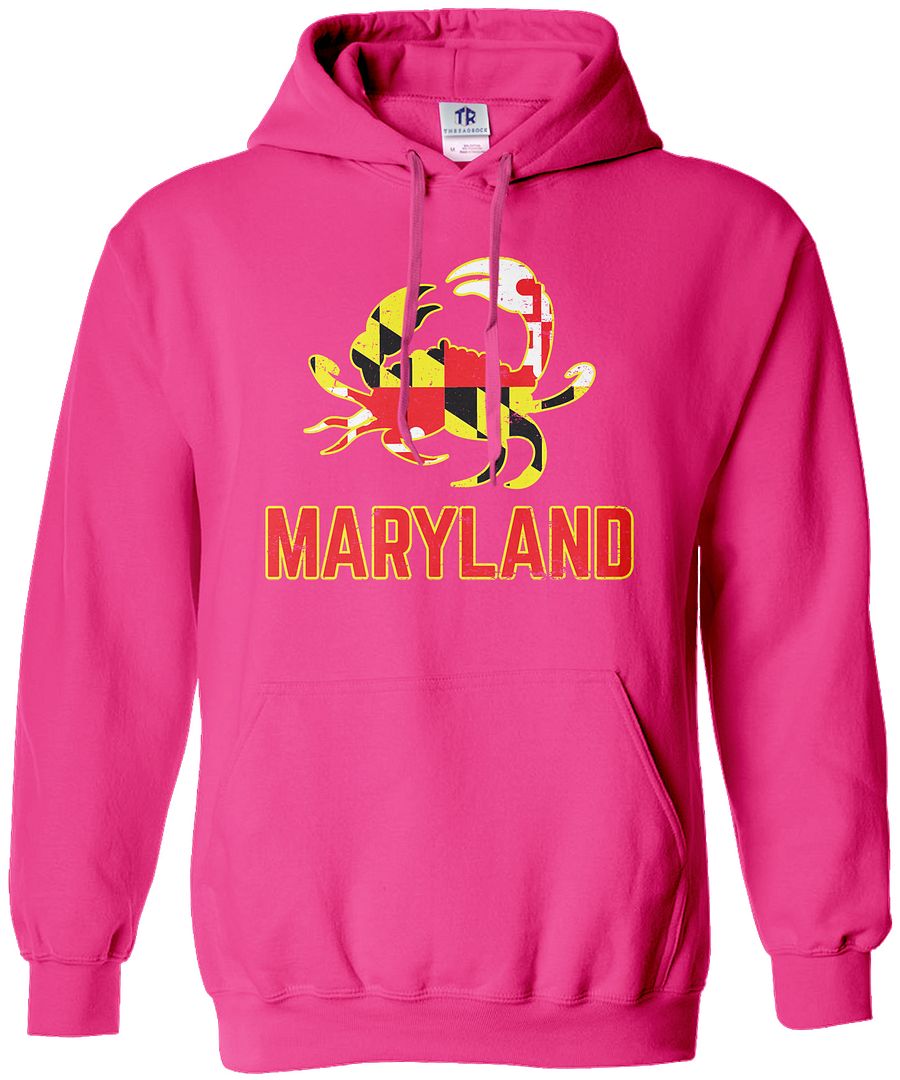Maryland State Flag Crab Emblem Unisex Hoodie Sweatshirt Symbol Blue - Picture 4 of 10