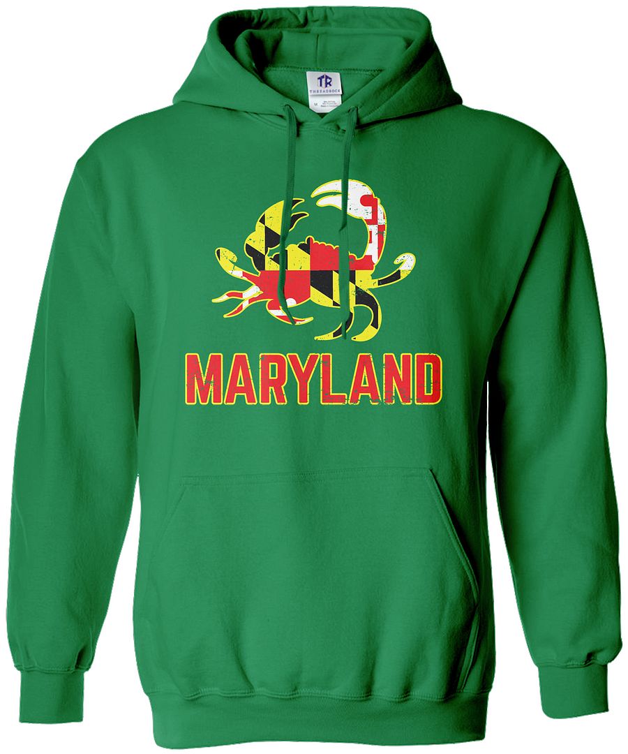 Maryland State Flag Crab Emblem Unisex Hoodie Sweatshirt Symbol Blue - Picture 5 of 10