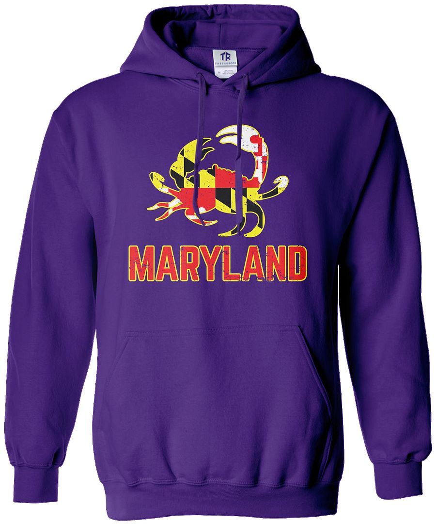Maryland State Flag Crab Emblem Unisex Hoodie Sweatshirt Symbol Blue - Picture 7 of 10