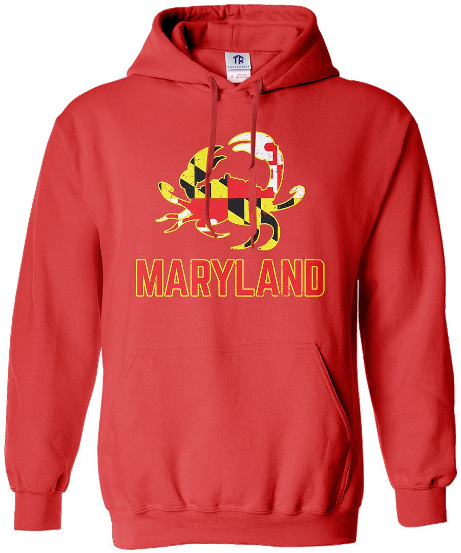 Maryland State Flag Crab Emblem Unisex Hoodie Sweatshirt Symbol Blue - Picture 8 of 10