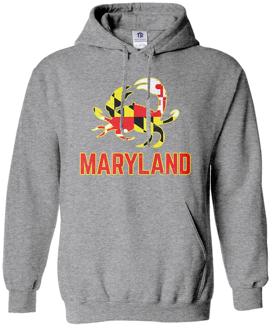 Maryland State Flag Crab Emblem Unisex Hoodie Sweatshirt Symbol Blue - Picture 10 of 10