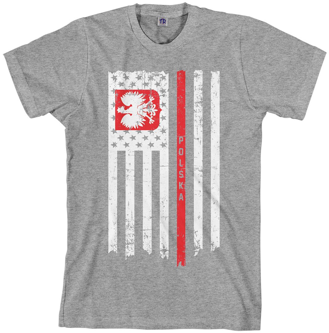 Camiseta para hombre con bandera americana polaca mitad Polonia polska EE. UU. - Imagen 7 de 7