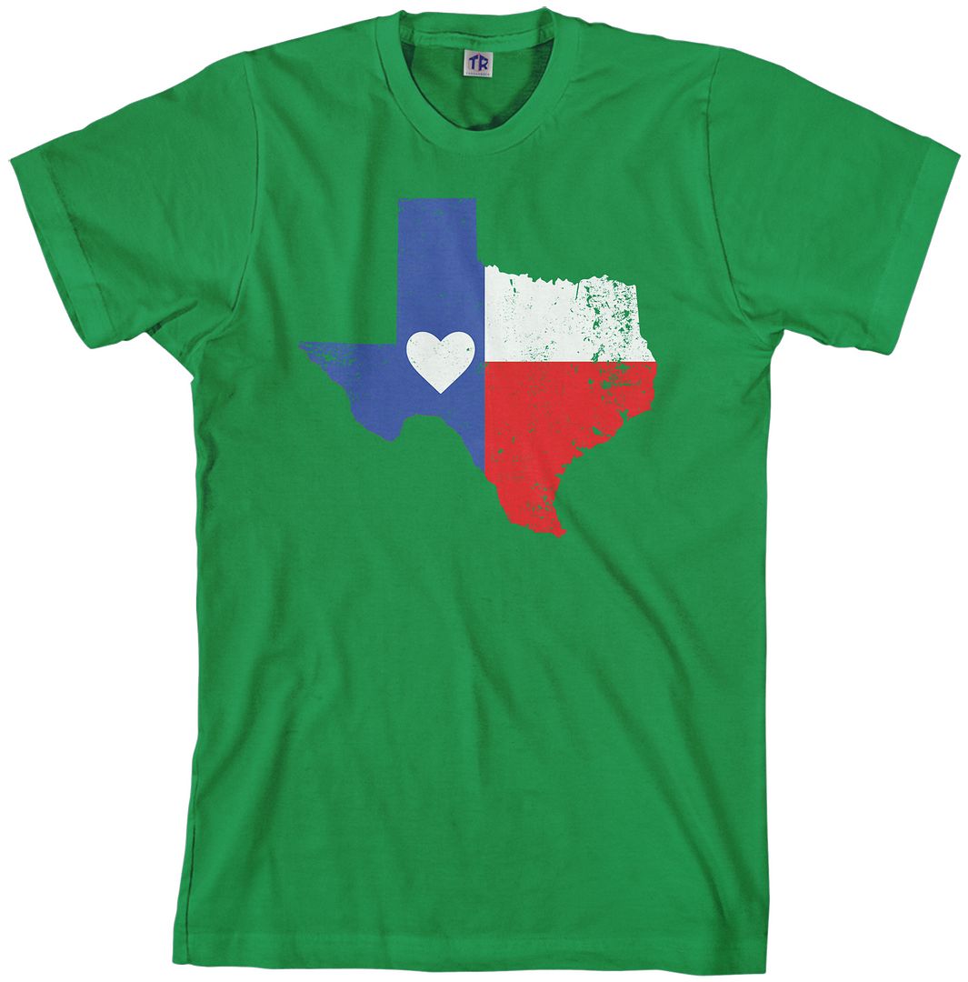 Texas State Flag With Heart Men's T-Shirt Texan Pride Love - Picture 4 of 6