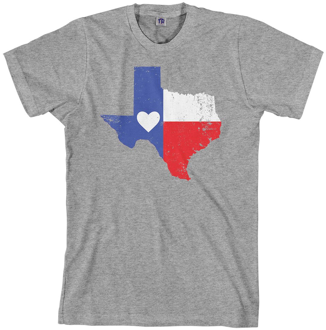 Texas State Flag With Heart Men's T-Shirt Texan Pride Love - Picture 6 of 6