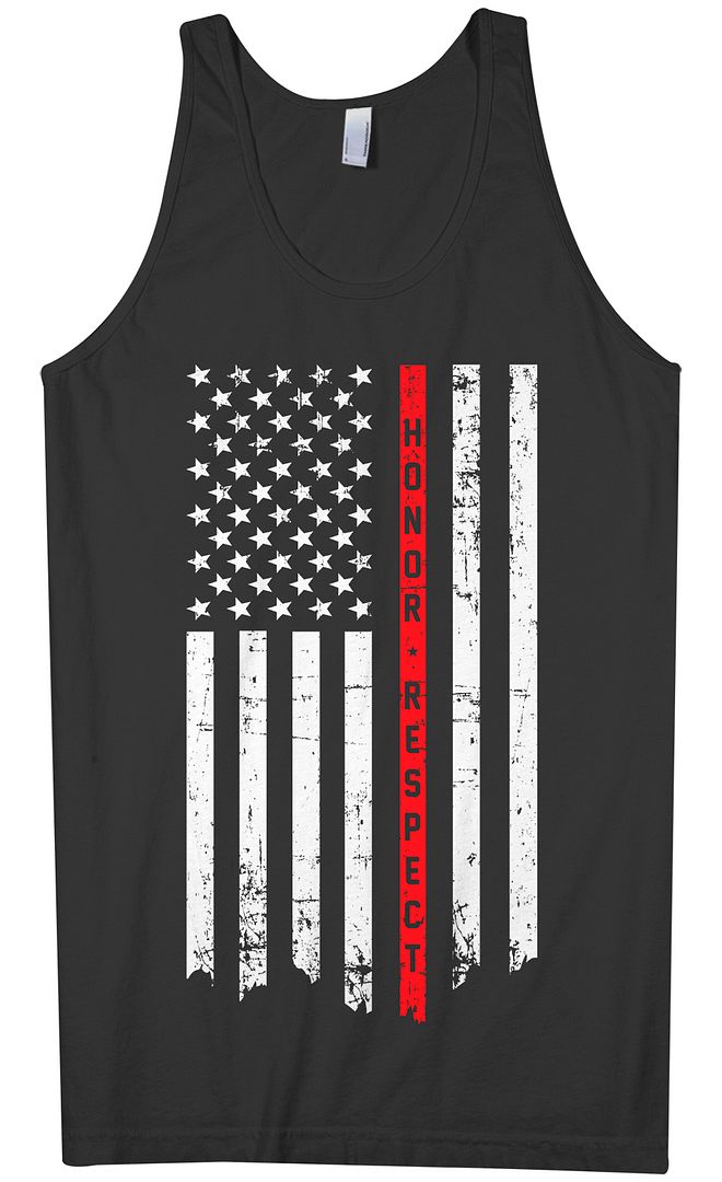 Honor & Respect Thin Red Line Flag Men's Tank Top - Picture 2 of 6