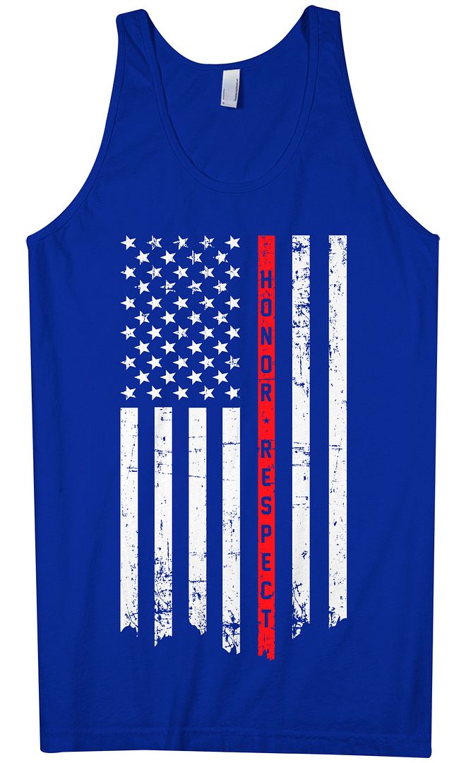 Honor & Respect Thin Red Line Flag Men's Tank Top - Picture 6 of 6