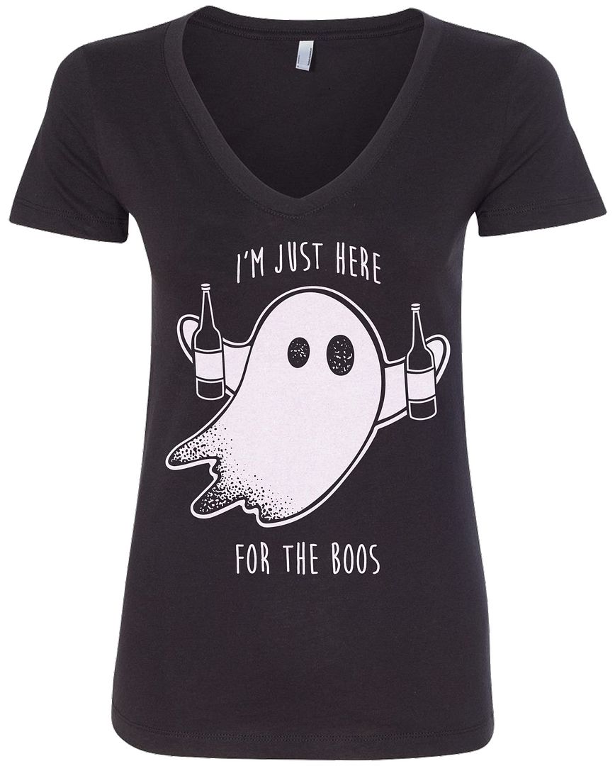 I'm Just Here For The Boos, camiseta V-Neck de las mujeres Halloween Drinking - Imagen 2 de 7